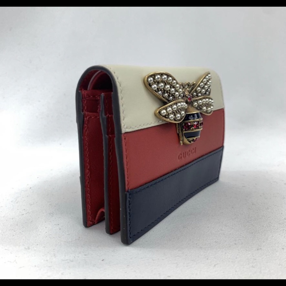 * RARE * Gucci Queen Margaret Card Case in White, Blue, and Red NEW IN BOX W BAG - Picture 3 of 12